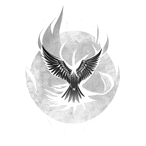 Phoenix Bird Rising From Forest Manly