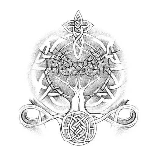 A Mystical Celtic Rune Tree With Hidden Software Code Incorporated In Its Branches