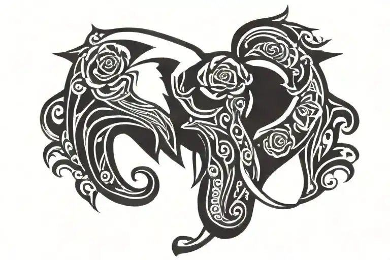 Rose Shape Elephant Head Tribal Tattoo Design