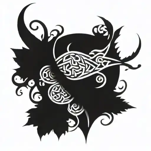 A Tattoo Design Featuring A Band Logo Intertwined With Intricate Nature Patterns