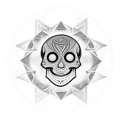 A Summoning Circle With A Geometric Skull In The Center