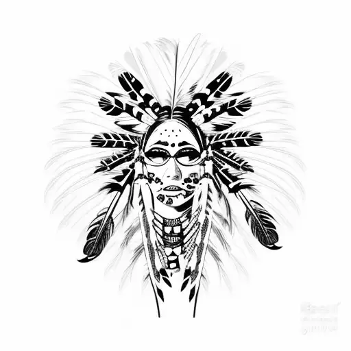 Native American Girl With Feathers