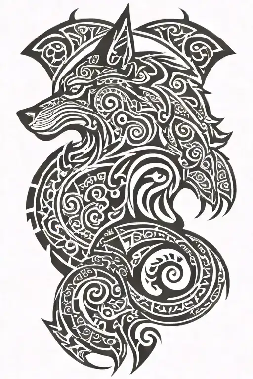 A Filipino Tribal Design Featuring A Wolf As A Central Element