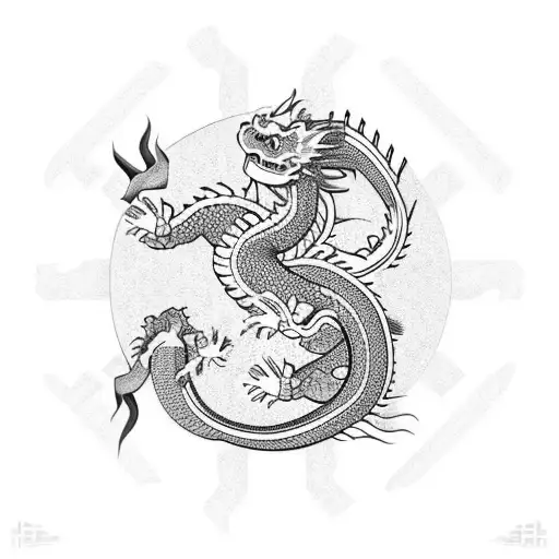 Tribal Half Sleeve Chinese Dragon With Sea Turtle