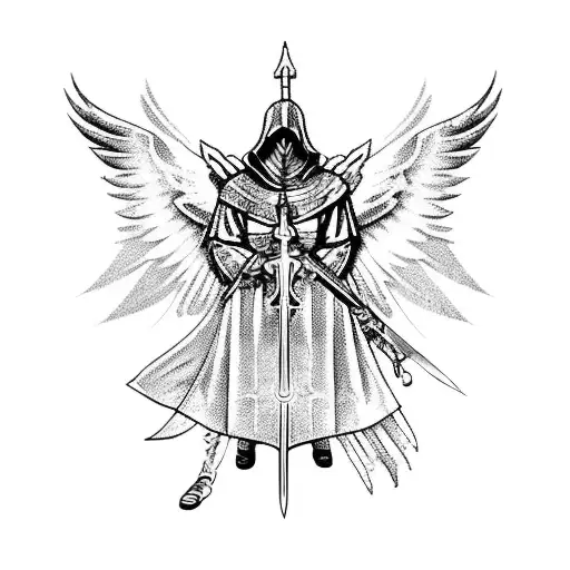 Kneeling Archangel With Sword That Looks Like Assasins Creed