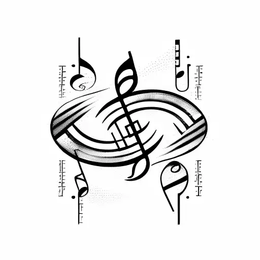 Music Notes On A Huge Polynesian Tribal