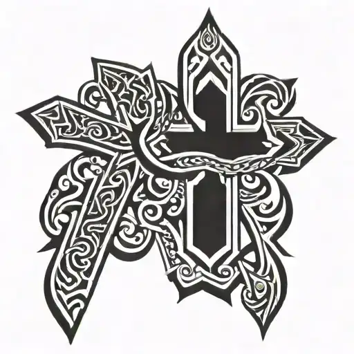 Tribal Cross Made Friends Holding Hands Holding Each Other