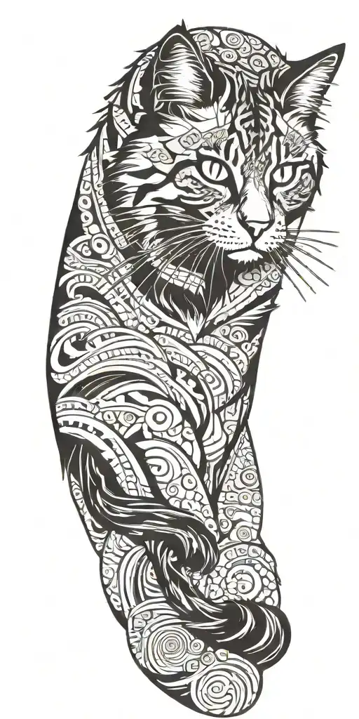 Siberian Cat Exploring A World Map