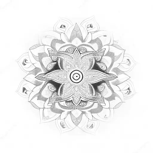 Tree Of Life Coming Out Of Lotus Flower And Surrounded By Mandala