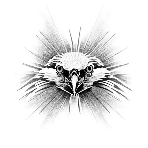 A Black And White Crow With A Red Eye