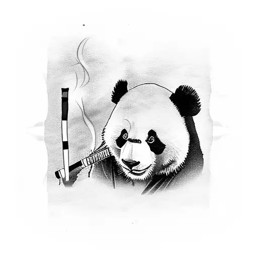 Panda Is Smoking A Cigarette In A Suit