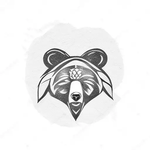 Bear Paw With 4 Eagle Feathers With Cross