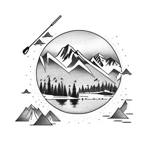 Lake With Mountain Golf Family