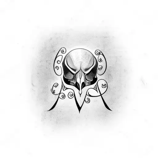 A Small Crow Skull With The Letters Edt Carved Into It