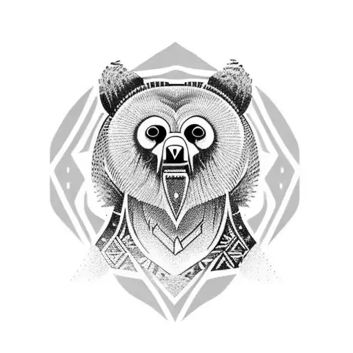 Grizzly Bear And Owl