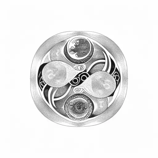 Ouroboros With Yin Yang Sun And Moon