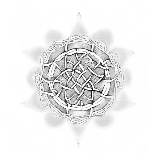 A Celtic Symbol Of Unity And Love Surrounded By Tribal Patterns