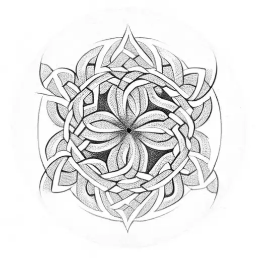 An Intricate Celtic Knot Intertwined With Flowers Representing Family And Friends