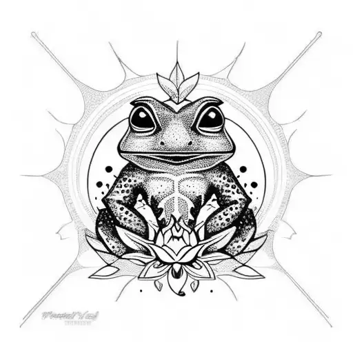 Bufo Alvarius With Lotus Flower