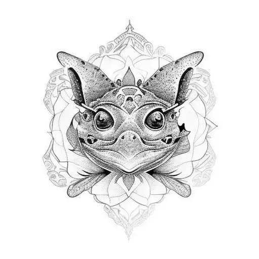 Bufo Alvarius With Lotus Flower