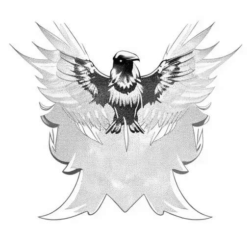 A Raven From Above With Spread Wings Mid Flight Viking Knots