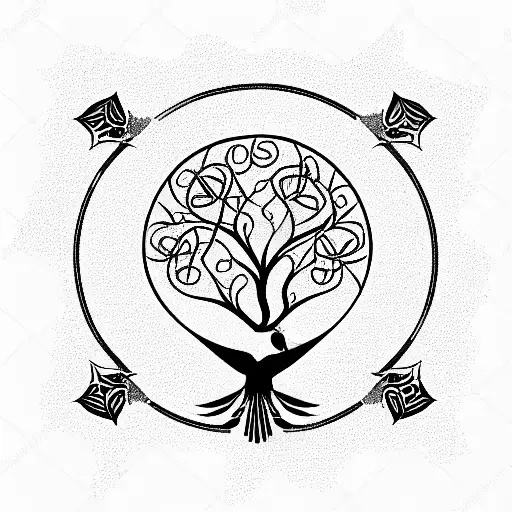 Tree Of Life With Hummingbird And Metatron's Cube