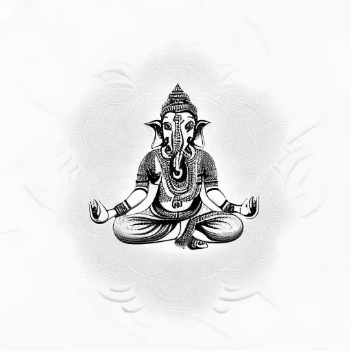 Om Symbol Surrounded By Ganesha's Trunk