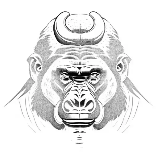 A Gorilla With Elephant Tusks And Red Eyes