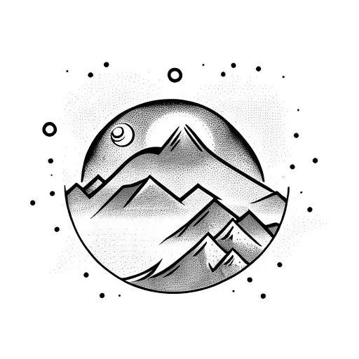 Mountain Scene With Moons And Stars