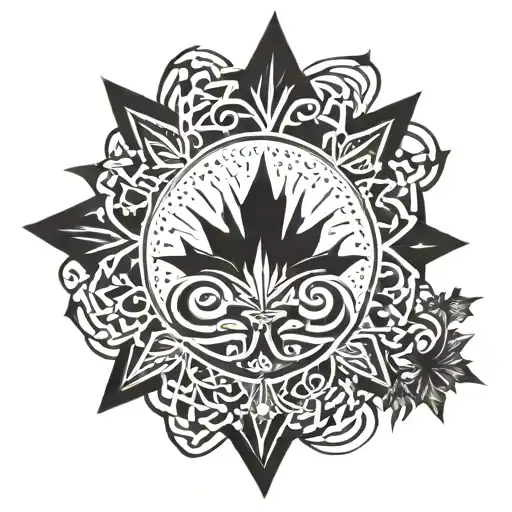 Three Star And A Sun With Maple Leaf