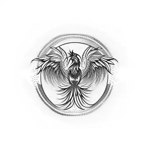 A Dotwork Tattoo Of A Phoenix Made Up Of Intricate Computer Code