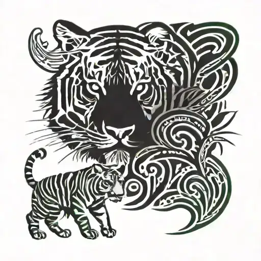 Tiger And Cave See Shadows Projected