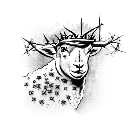 Lamb With Crown Of Thorns Looking To The Right