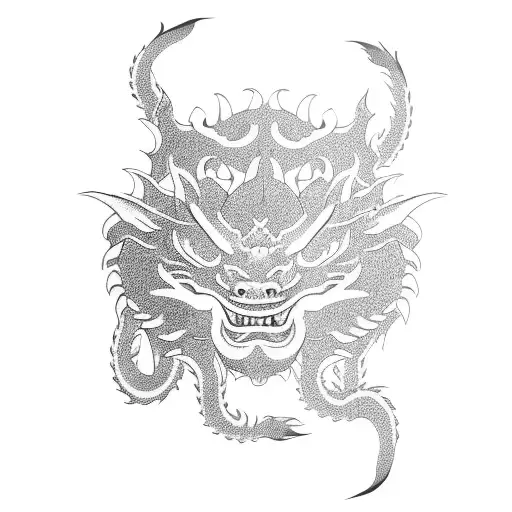 Asian Dragon Circling Tiger