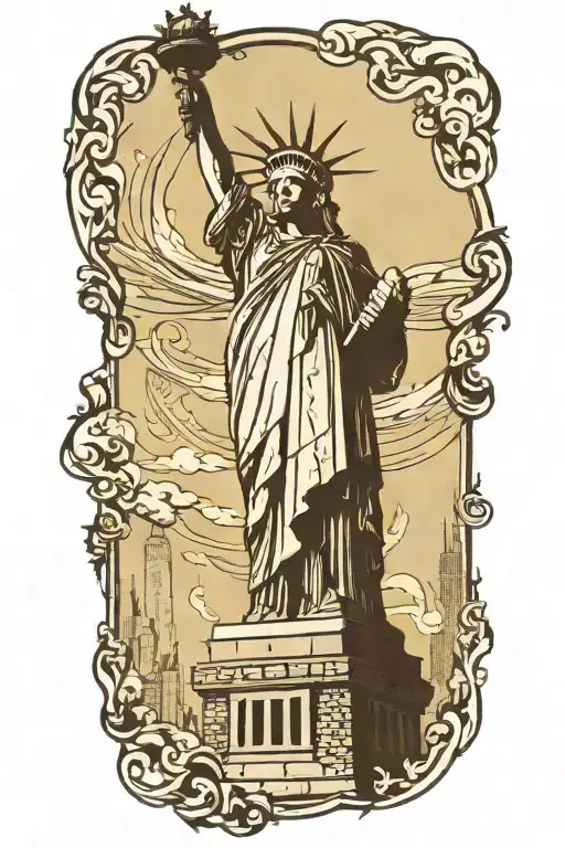 Statue Of Liberty Ruined City Background