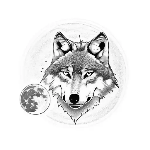 Wolf With Blue Eyes Exiting Pines Looking At The Moon