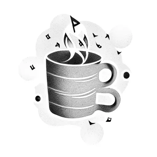 A Minimalist Tattoo Of A Coffee Cup With Steam Forming Musical Notes