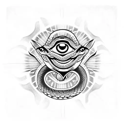 Eyes With Snake Having Text Devil Viper