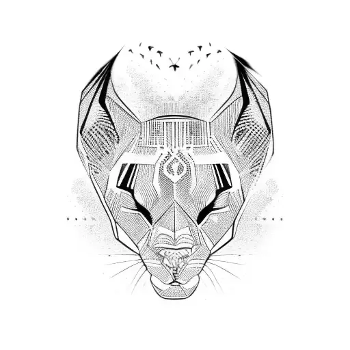 Black Woman With A Black Panther Head Vector