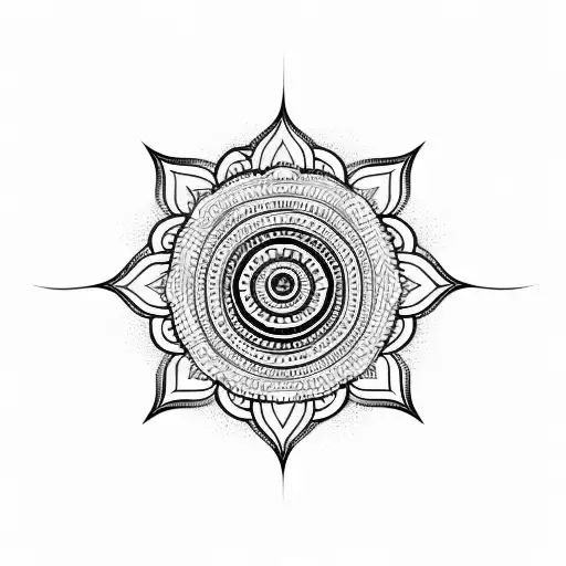 Mandala Yoga For Trizeps With Arrows Lotus Flower And Pranayama Symbol