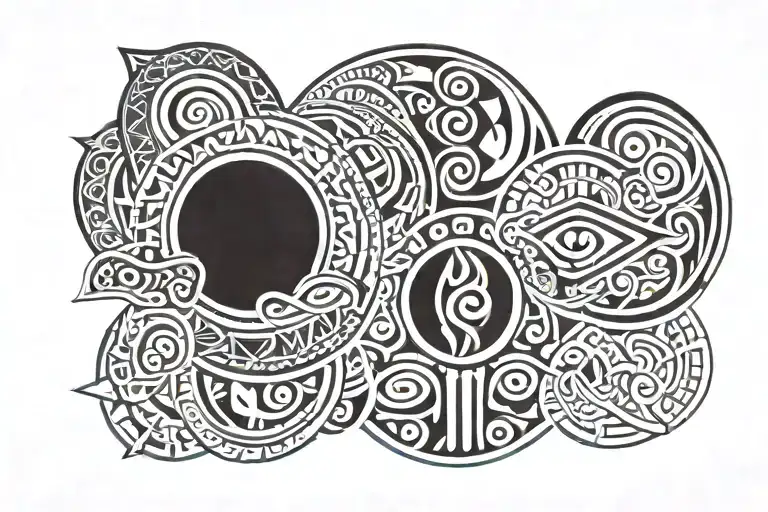 Maori Design Otf In It Blue Black And White Tattoo Design