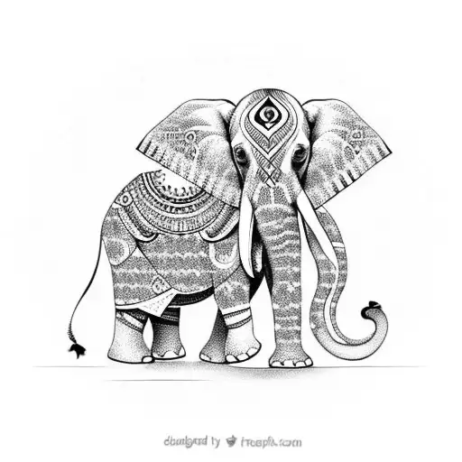 Indian Elephant Tatoo On Arm With Unique Design And More Detailing