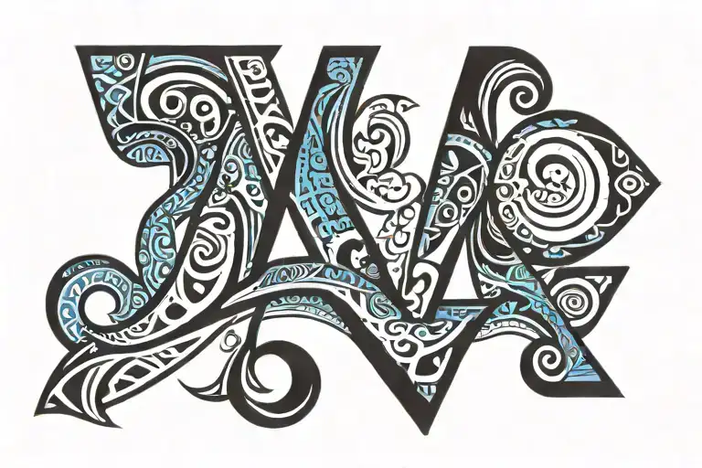 Maori Design Letters Otf In It Blue Black And White