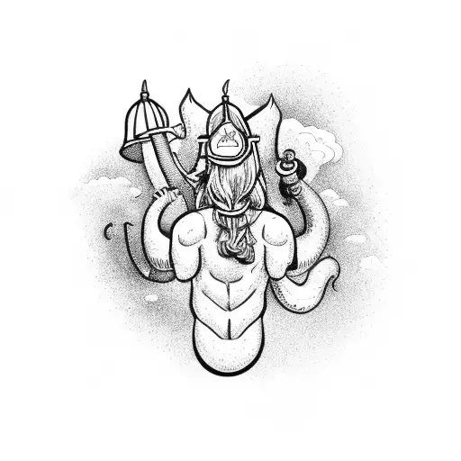 Firefighter Battling A Mythical Creature In A Forest