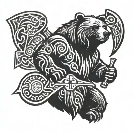 Bear With Slavic Axes