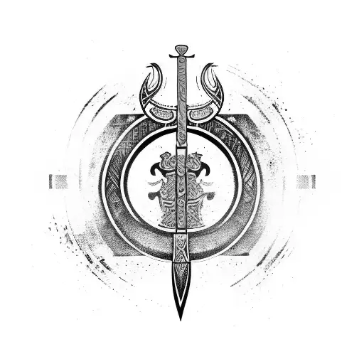 A King Viking Sword With Tribal Roots Sprawling To The Sides And Composed Of Viking Signs