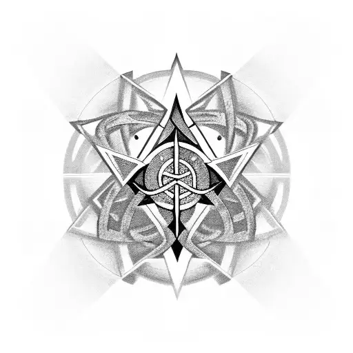 Trinity Symbol And 7 Emeralds At Points