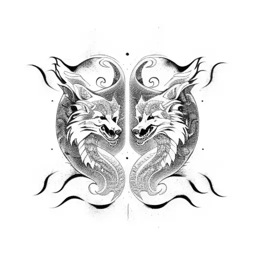 Wolf And Dragon Yin Yang