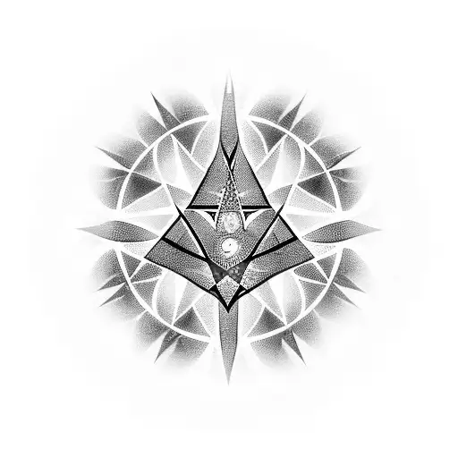 Trinity Symbol With Circle And 7 Emeralds At Points