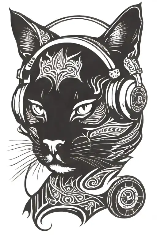 Cat Wearing Headphones